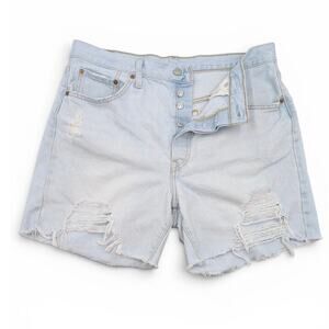 LEVI'S 501 Button Front Frayed Hem Cut Offs 5" Shorts 100% Cotton - Size 33